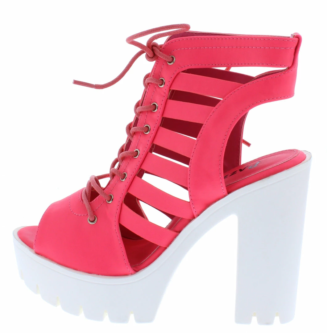 SPRINGLAND Boots Norma032 Fuchsia Caged Lace Up Lug Sole Boot 3 SPRINGLAND Boots Norma032 Fuchsia Caged Lace Up Lug Sole Boot