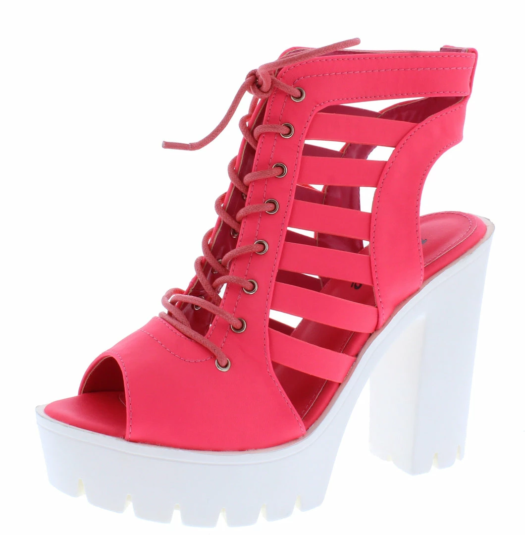 SPRINGLAND Boots Norma032 Fuchsia Caged Lace Up Lug Sole Boot 4 SPRINGLAND Boots Norma032 Fuchsia Caged Lace Up Lug Sole Boot