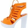 SPRINGLAND Norma032 Orange Caged Lace Up Lug Sole Boot Platform