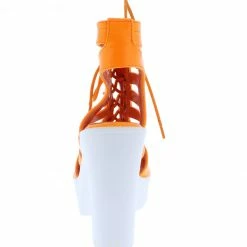 SPRINGLAND Norma032 Orange Caged Lace Up Lug Sole Boot Platform