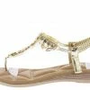 SUP Sandals A28139 Gold Jeweled T Strap Slingback Thong Sandal
