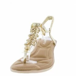 SUP Sandals A28139 Gold Jeweled T Strap Slingback Thong Sandal