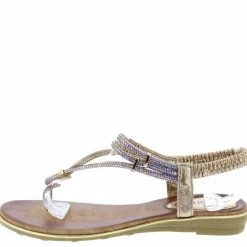 SUP Shoes A2911 Brown Sparkle T Strap Slingback Thong Sandal