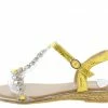 SUP AA96 Yellow Heart Sparkle Open Toe T Strap Slingback Sandal Shoes