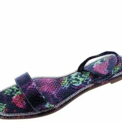 Liliana Ashley113 Purple Snake Dual Strap Open Toe Flat Slide Sandal