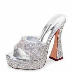 Liliana Maureen061 Silver Women's Heel Shoes