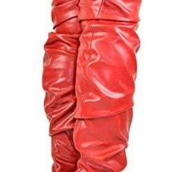 In Touch Madeline234 Red Pu Over The Knee Stacked Heel Boot Boots