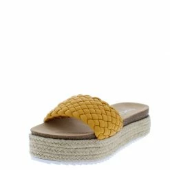 SUP Shoes Amy01 Mustard Woven Open Toe Espadrille Slide Sandal