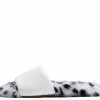 QUPID Archer710 White Faux Fur Flat Slide Sandal