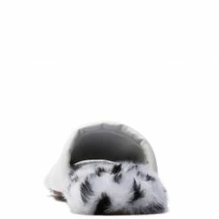 QUPID Archer710 White Faux Fur Flat Slide Sandal