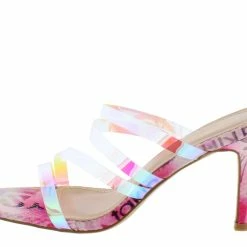 Elegant Shoes Aryana1 Pink Multi Strappy Open Toe Slide Short Heel