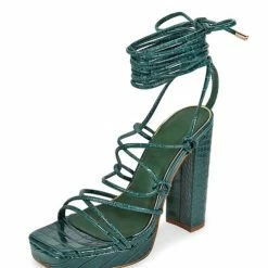 Liliana Karsyn113 Green Strappy Ghillie Ankle Wrap Platform Heel