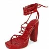 Liliana Karsyn113 Red Strappy Ghillie Ankle Wrap Platform Heel What's New