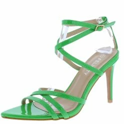 BERNESS Ellis102 Green Strappy Pointed Open Toe Ankle Strap Heel