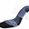 Liliana Sophie296 Black Dual Lucite Strap Mule Lucite Heel Shoes