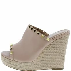 Legend Ayla61 Nude Pu Studded Open Toe Platform Espadrille Wedge What's New