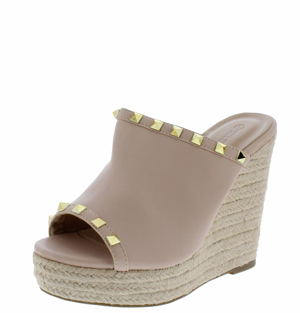 Legend Ayla61 Nude Pu Studded Open Toe Platform Espadrille Wedge What's New 4 Legend Ayla61 Nude Pu Studded Open Toe Platform Espadrille Wedge What's New
