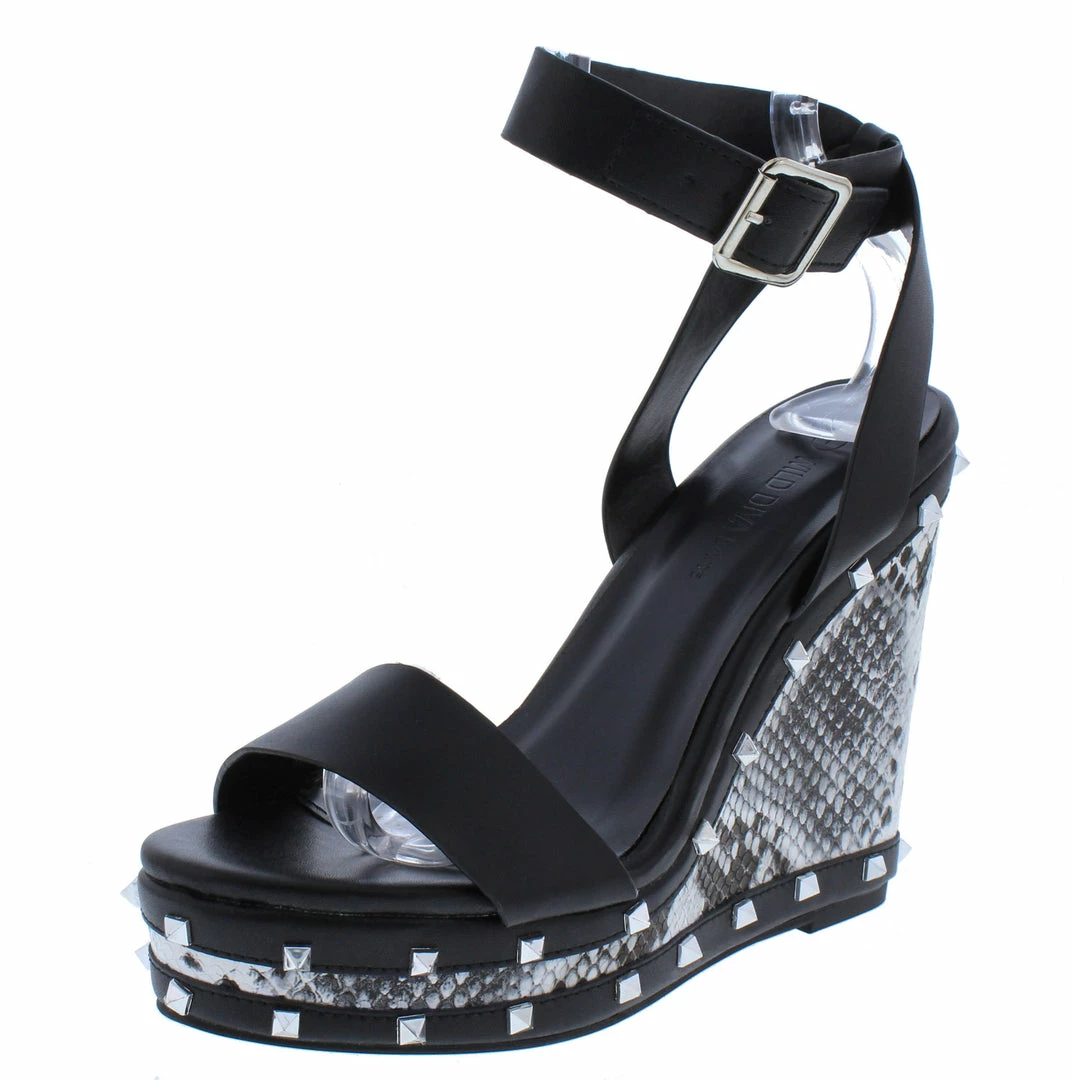 Legend Ayla66 Black Pu Snake Open Toe Ankle Wrap Strap Wedge Shoes 4 Legend Ayla66 Black Pu Snake Open Toe Ankle Wrap Strap Wedge Shoes
