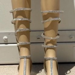 SUP Ad04 Gold Mid Calf Gladiator Boots
