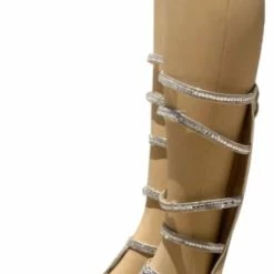 SUP Ad04 Gold Mid Calf Gladiator Boots