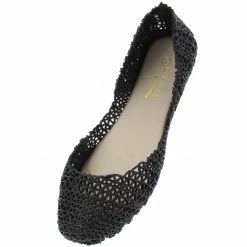 ELEGANCE Alaska9 Black Geometric Laser Cut Dorsay Jelly Ballet Flat