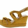 Makers Shoes Alba1 Tan Dual Knotted Open Toe Slingback Platform Wedge