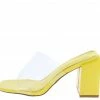 Liliana Gloria218 Yellow Lucite Open Toe Mule Block Heel