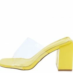 Liliana Gloria218 Yellow Lucite Open Toe Mule Block Heel