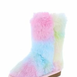Forever Link Alice9k Pink Multi Faux Fur Pull On Kids Boot