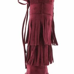 Forever Link Aling82 Burgundy Fringe Faux Fur Boot Boots