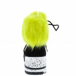 CAPE ROBBIN Boots Alora Black Faux Fur Cuff Lace Up Sneaker Boot