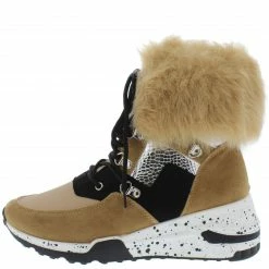 CAPE ROBBIN Alora Blush Faux Fur Cuff Lace Up Sneaker Boot Boots