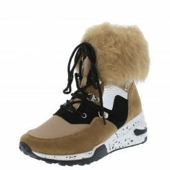 CAPE ROBBIN Alora Blush Faux Fur Cuff Lace Up Sneaker Boot Boots