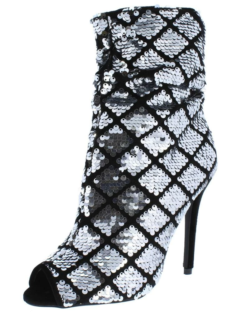 QUPID Boots Ara385 Silver Black Sequin Peep Toe Stiletto Ankle Boot 4 QUPID Boots Ara385 Silver Black Sequin Peep Toe Stiletto Ankle Boot