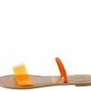 QUPID Shoes Athena1209ax Orange Dual Strap Lucite Flat Slide Sandal