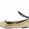 Breckelles Shoes Ava06 Gold Rhinestone Ankle Strap Flat