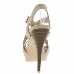 Elegant Avisa3 Nude Open Toe Cross Strap Platform Stiletto Heel Mid-Low Heel