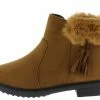 SUP Penelope250 Camel Fringe Faux Fur Lug Sole Ankle Boot