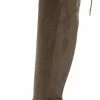 SUP Boots B2811h Khaki Suede Rear Tie Over The Knee Boot