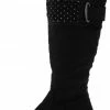 SUP Lydia158 Black Studded Strap Knee High Boot Boots