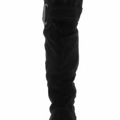SUP Lydia158 Black Studded Strap Knee High Boot Boots