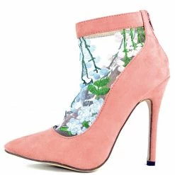 In Touch Mackenzie248 Mauve Suede Embroidered Mesh Rear Zip Heel