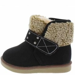 SUP Bk21 Black Faux Fur Lined Fleece Ankle Infant Boot Little Princess