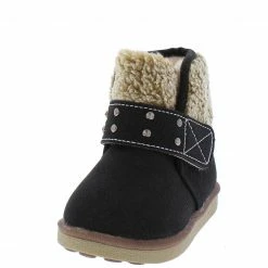 SUP Bk21 Black Faux Fur Lined Fleece Ankle Infant Boot Little Princess