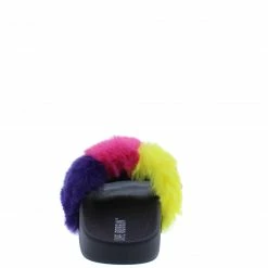 CAPE ROBBIN Shoes Blocks Multi Clolor Block Faux Fur Slide Sandal