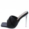 Legend Bonia05 Black Pu Open Toe Puff Cross Over Lucite Stiletto Heel What's New