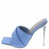 Legend Bonia05 Light Blue Pu Open Toe Puff Cross Over Lucite Stiletto Heel