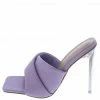 Legend What's New Bonia05 Purple Pu Open Toe Puff Cross Over Lucite Stiletto Heel