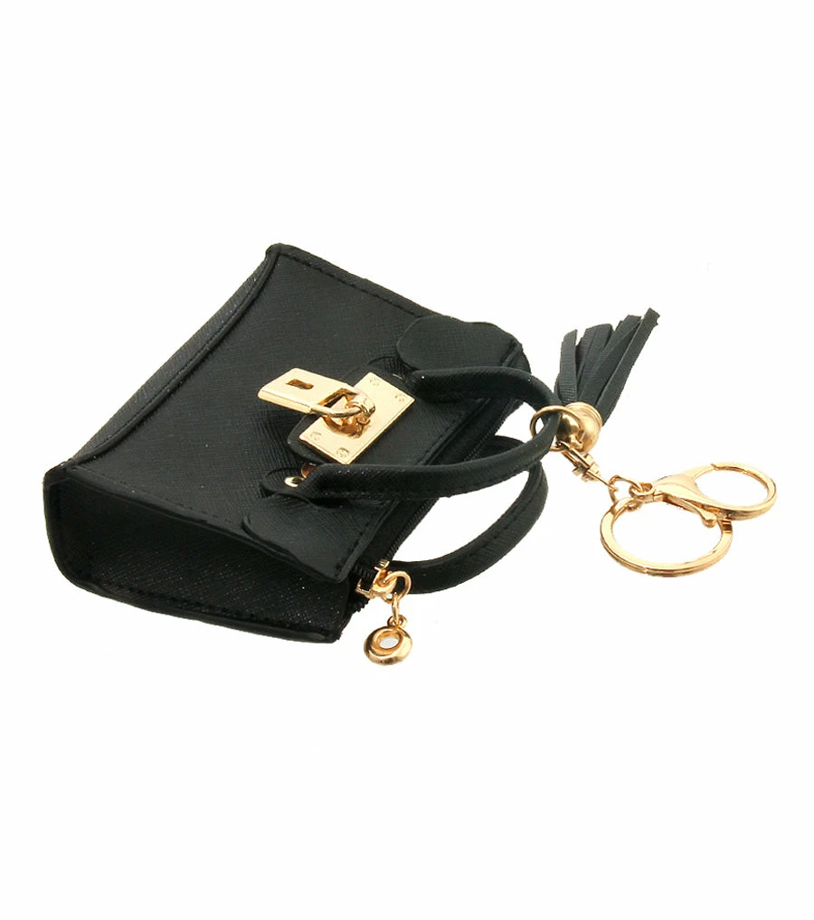 PINK TOWN USA Mini Black Key Chain Coin Bag What's New 4 PINK TOWN USA Mini Black Key Chain Coin Bag What's New