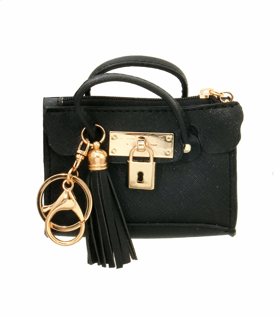 PINK TOWN USA Mini Black Key Chain Coin Bag What's New 3 PINK TOWN USA Mini Black Key Chain Coin Bag What's New